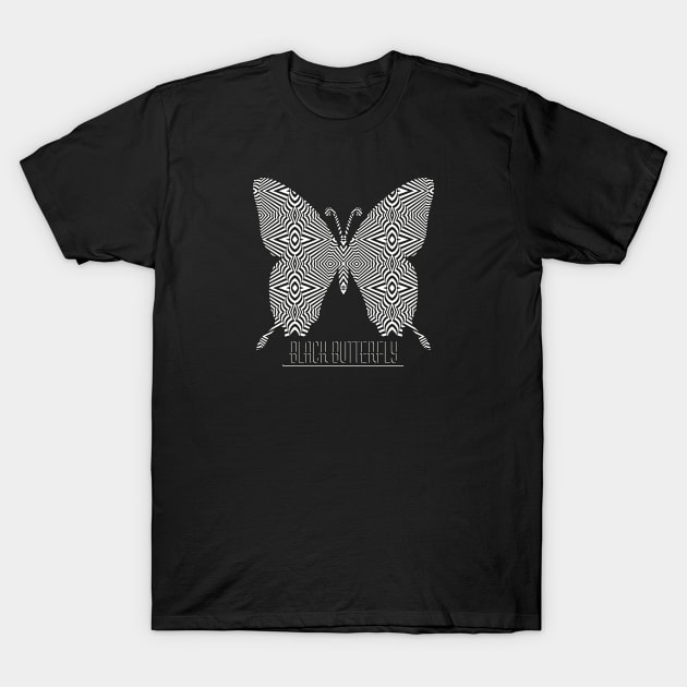 Black white Butterfly T-Shirt by mkbl